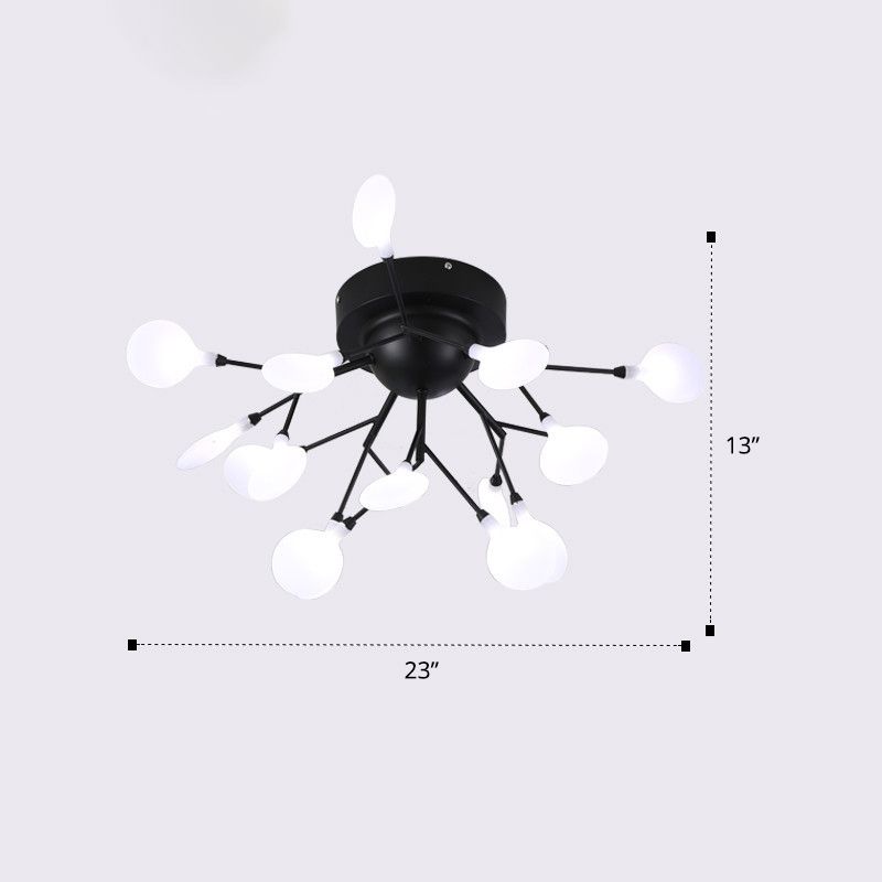Firefly Semi Flush Luz de techo Minimalismo Acrílico Activo Flush Light in Negro