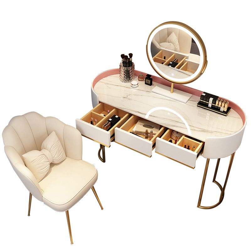 Standing Makeup Vanity Desk Lighted Mirror Makeup Vanity Set with Drawer