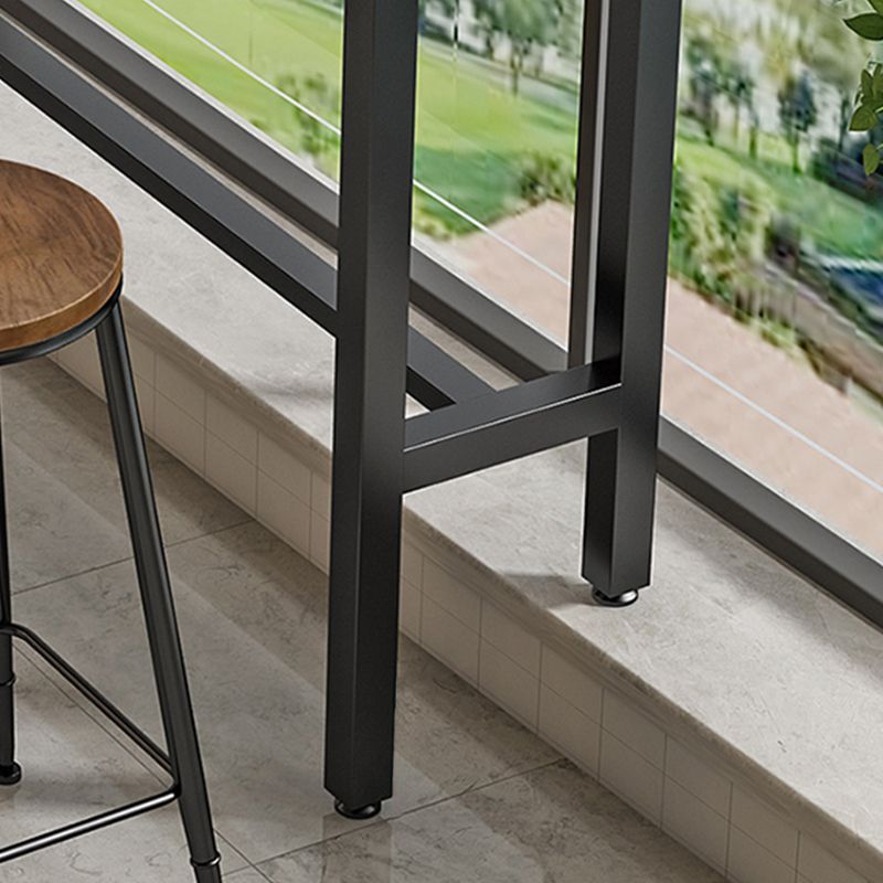 Modern Marble Bar Table with Rectangle Table Top Black Trestle Table - 42" H, Only Table