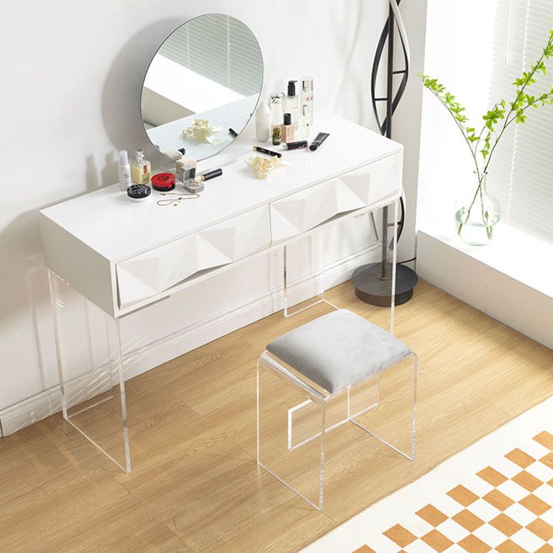 Modern Makeup Dressing Table Stool Set with 1/2 Storage Drawers