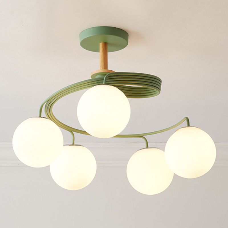 Contemporary Sphere Flush Light Glass Macaron Flush Mount Ceiling Fixture