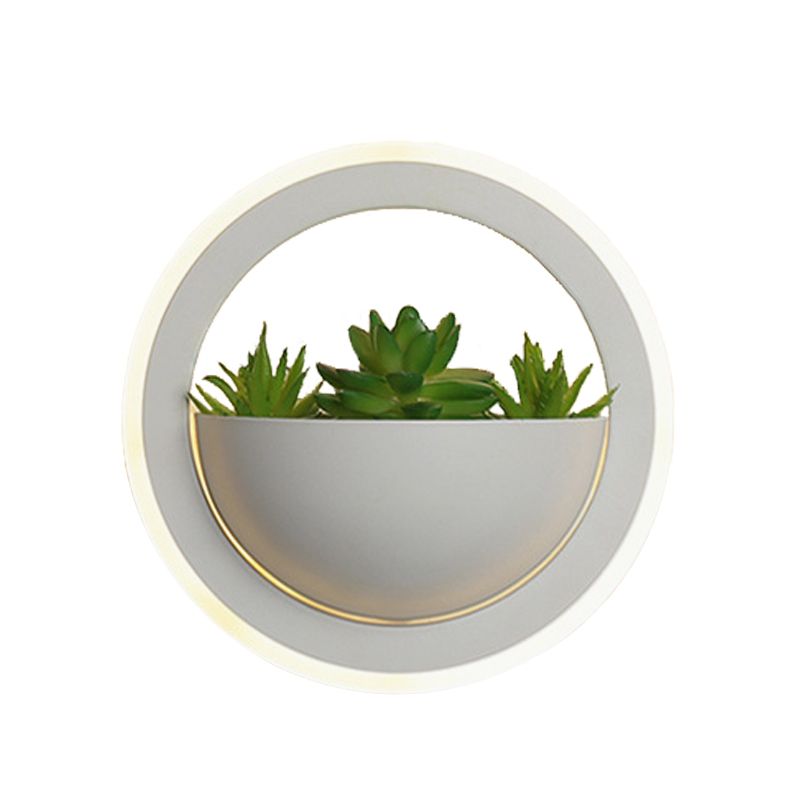 Luz de pared de apliques blancos acrílicos redondo/rectángulo/rombo LED industrial planta de iluminación de pared de iluminación en luz cálida/blanca