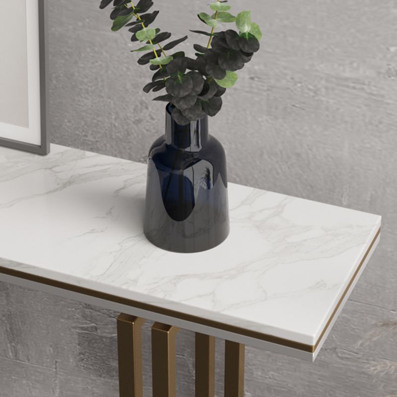 Contemporary Marble 4 Legs Console Table Rectangle Scratch Resistant Sofa Table