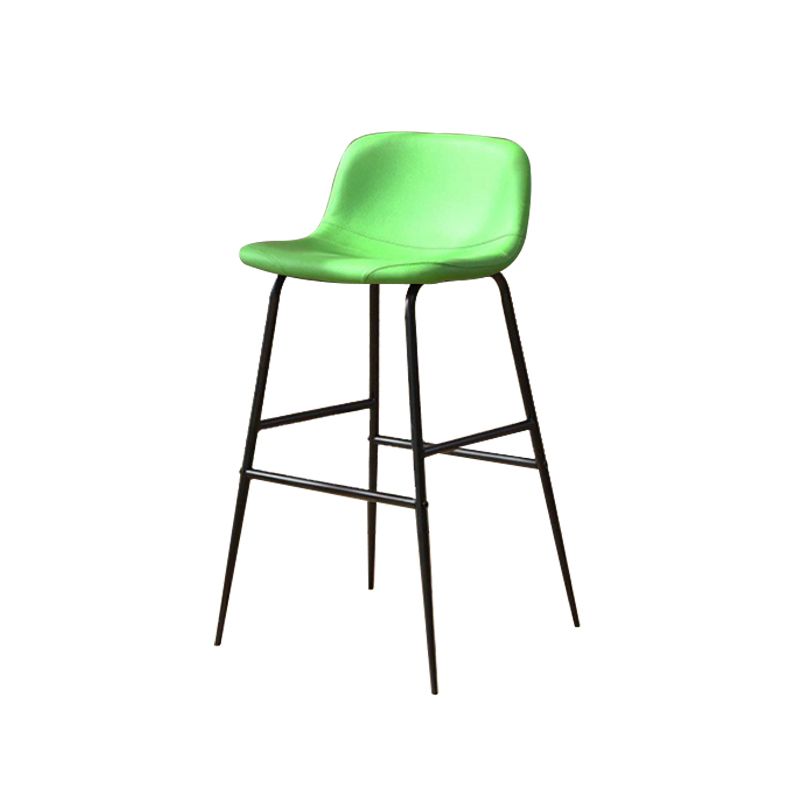 Faux Leather Dining Stools Industrial Bar Stools with Black Metal Base