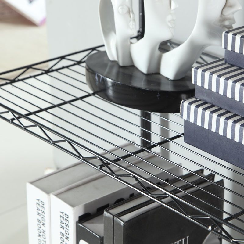 Contemporary Wardrobe Armoire Metal Frame Armoire with Garment Rod and Shelves for Home