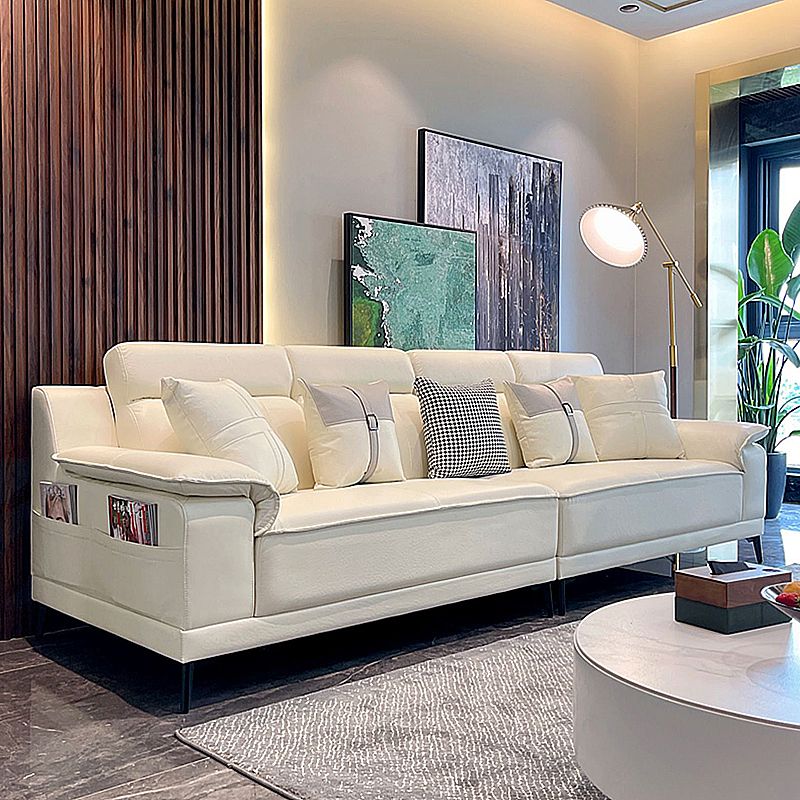 Stain-Resistant Faux Leather Pillow Top Arm Sofa/Sectional for Living Room