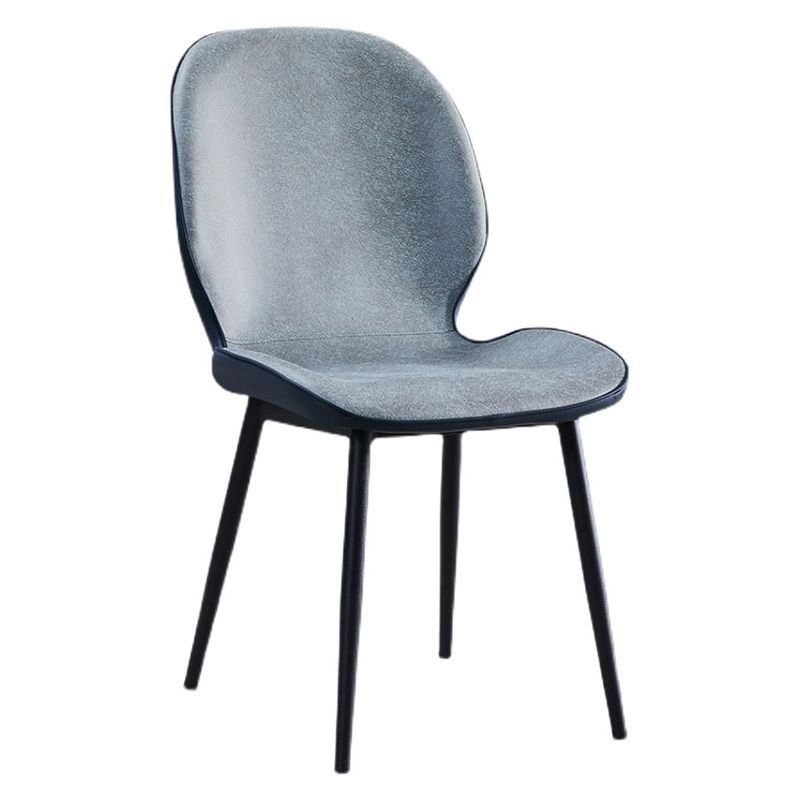 Home Scandinavian Side Chair Upholstered Solid Back Metal Dining Room Chair