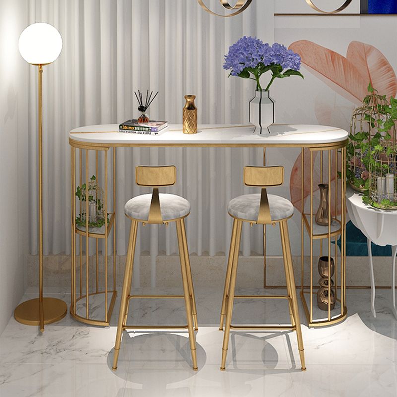 Modern Bar Pub Table Set 1/3 Pcs Metal Frame Bar Table and Upholstered Stools