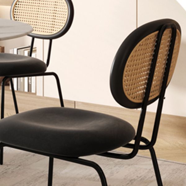 Modern Simple Side Chair Upholstered Dining Chair with Metal Base for Kitchen