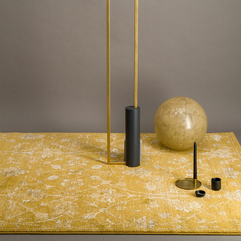 Yellow Graphic Rug Blending Modern Rug Stain Resistant Rug for Living Room