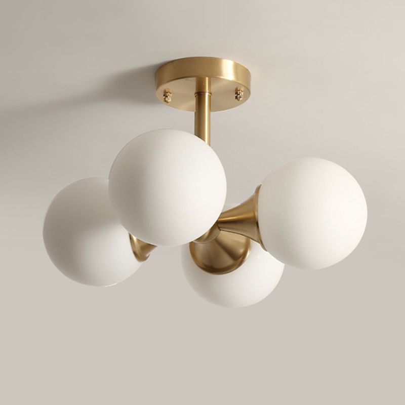 4 luces de vidrio de vidrio semi iluminación de montura de rubor bolas de estilo moderno luz semi descarga para sala de estar