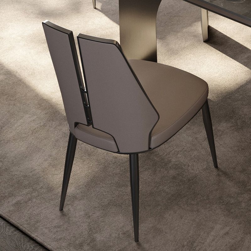 Glam Style Side Chair Leather Metal Base Dining Chair for Dining Room