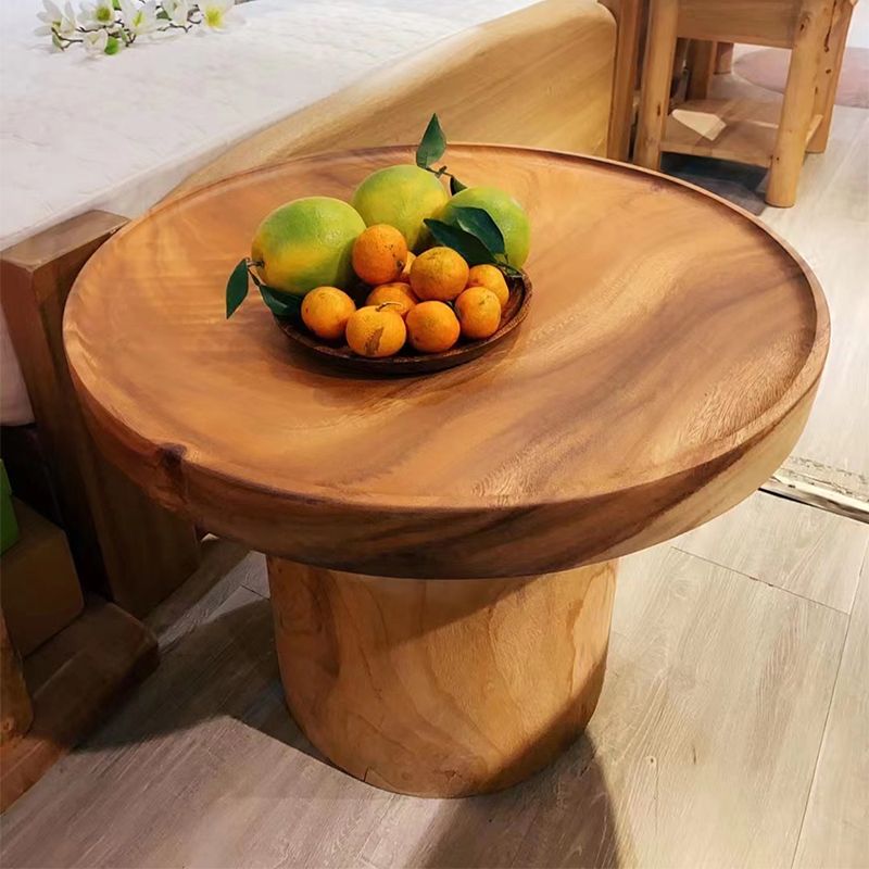 Pedestal Coffee Table Solid Wood Tray Top Coffee Cocktail Table
