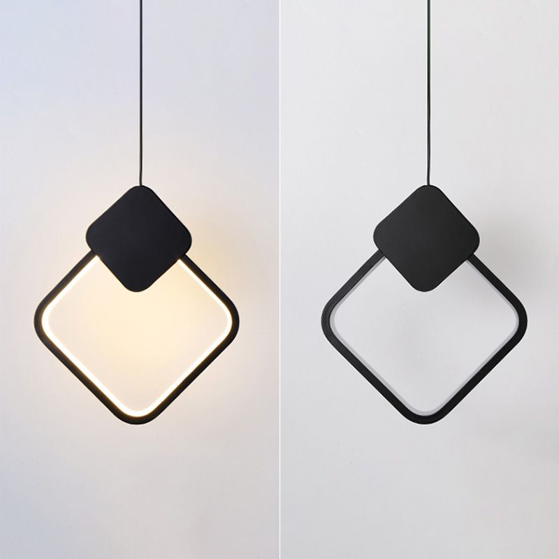 Geometrisch aluminium LED -hanger licht in modern eenvoud smeedijzeren hangend licht met siliconen schaduw