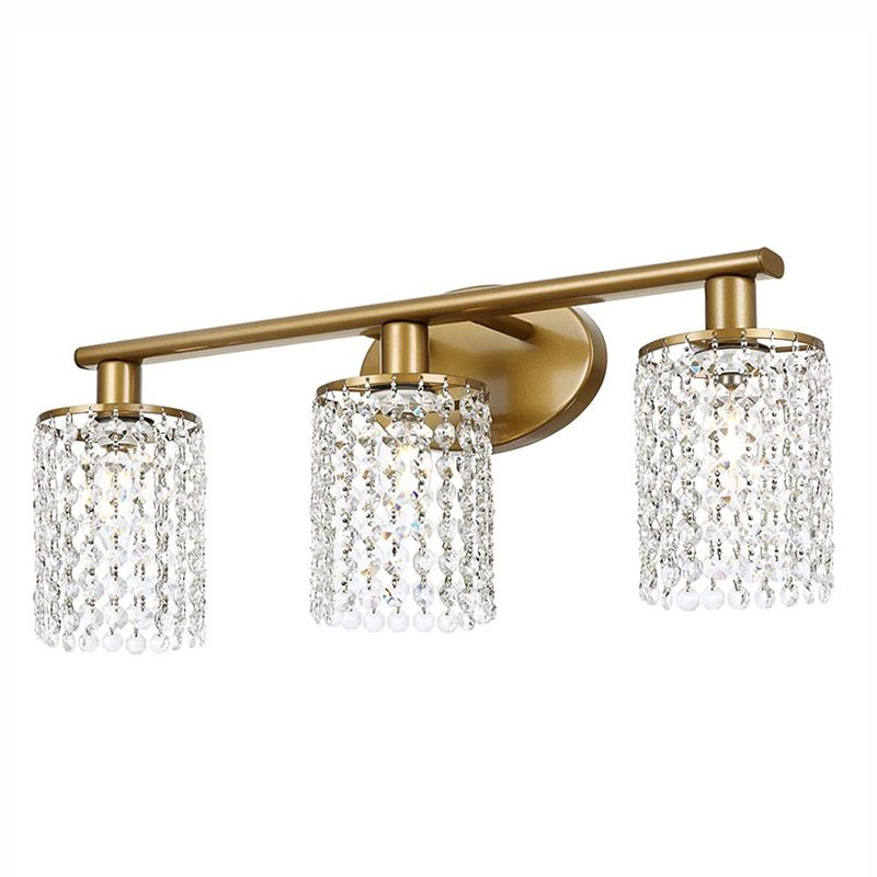 Modern Style Cylinder Vanity Lighting Fixtures Crystal Multi Lights Vanity Wall Sconce
