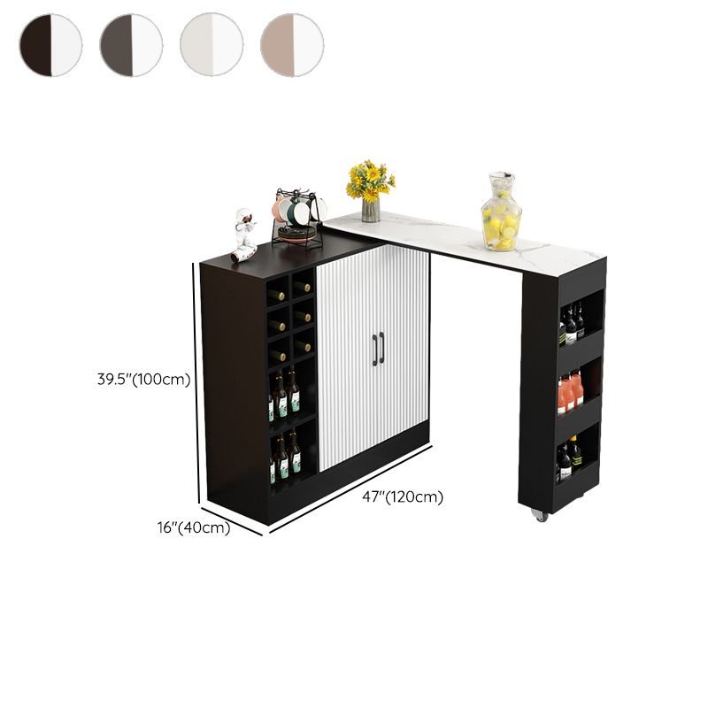 Rectangle Counter Height Table Modern Bar Dining Table with Shelves