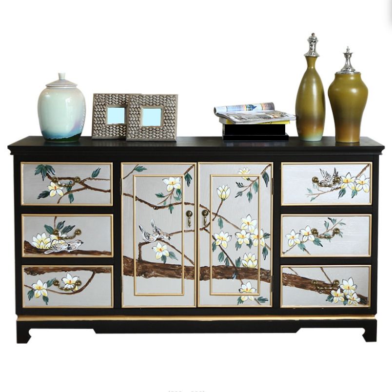Solid Wood Traditional Storage Chest Horizontal Chest for Bedroom