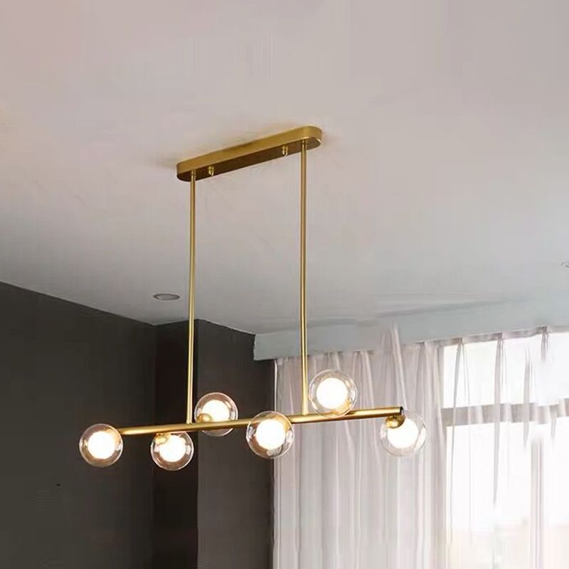 Luces colgantes de cocina modernas luces colgantes de isla esférica vidrio transparente