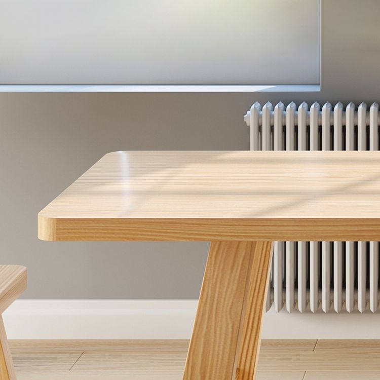 Pine Solid Wood Dining Table Trestle Base Dining Table in Natural