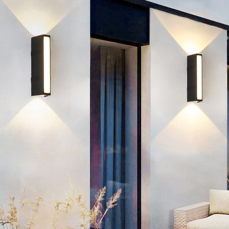 Simple Wall Sconce Rectangle Outdoor Sconce Light Fixture in Black