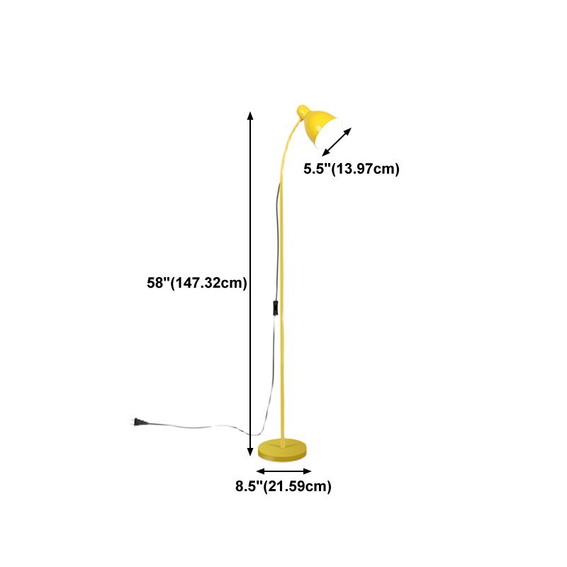 Yellow Bell Shade Floor Lighting Macaron 1 Head Metal Standing Floor Light for Living Room