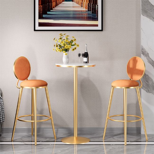 Modern Round Bar Table Set 1/3 Pcs Solid Wood Bar Table and Leather Upholstered Stools