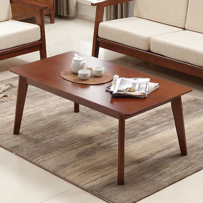 Rubberwood Single Coffee Table with Rectangular Top and 4 Legs Cocktail Table