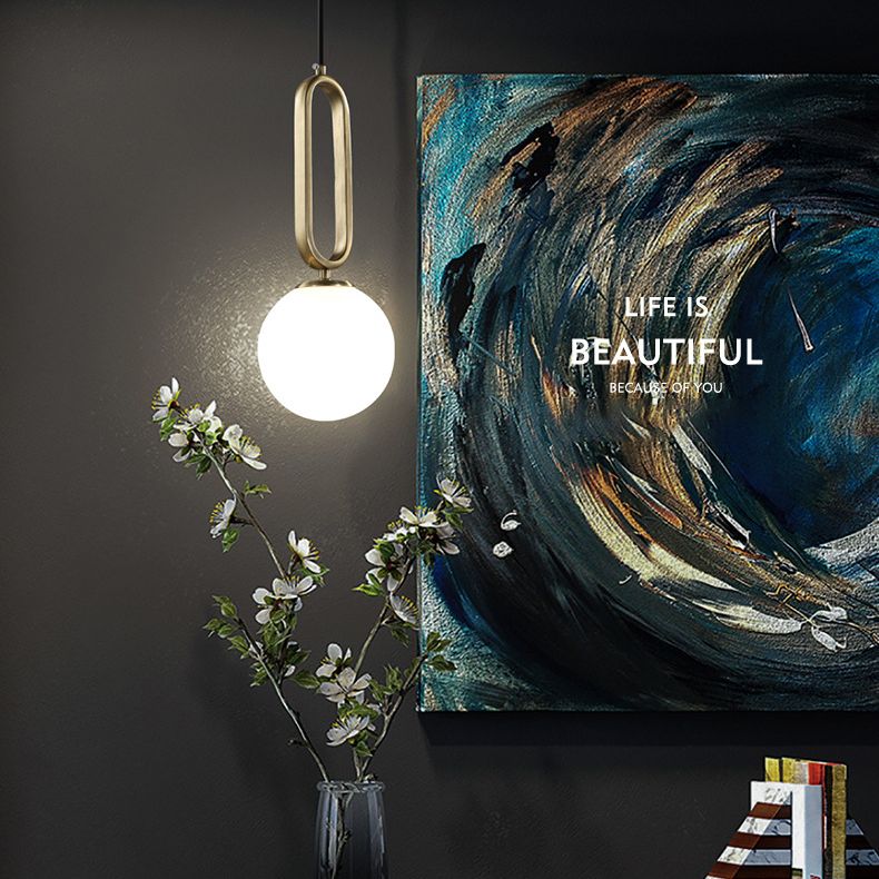 Lampada appesa alla palla bianca SEMPLICITÀ STHILE GLIGLIE LUCE PENDANTE APPOSTAZIONE PER CAMERA