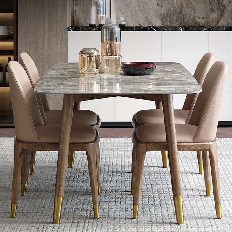 Mid-Century Modern Dining Table Stone Top Dining Table with 4 Legs