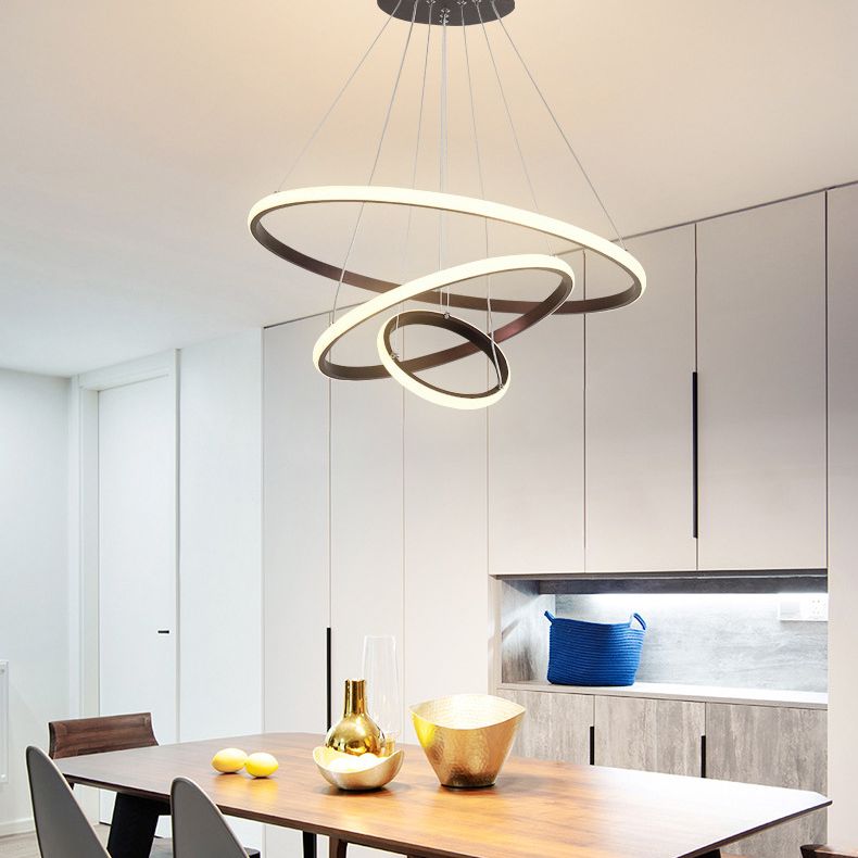Contemporary Circle Pendant Light Fixture Aluminum Hanging Pendant Light for Living Room