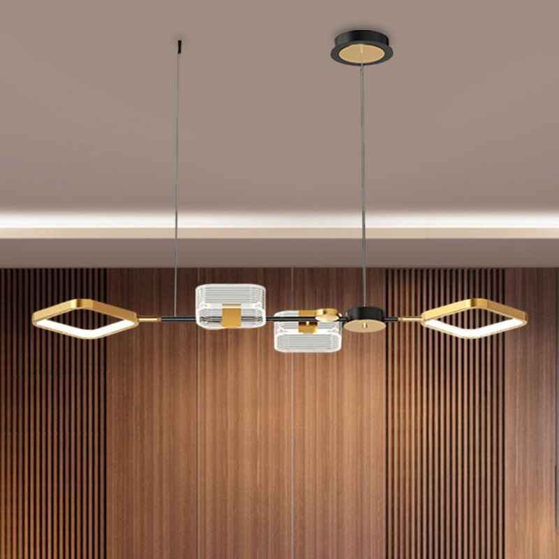 Lampada di sospensione a soffitto in metallo quadrato semplicità a LED oro sospeso isola per il ristorante
