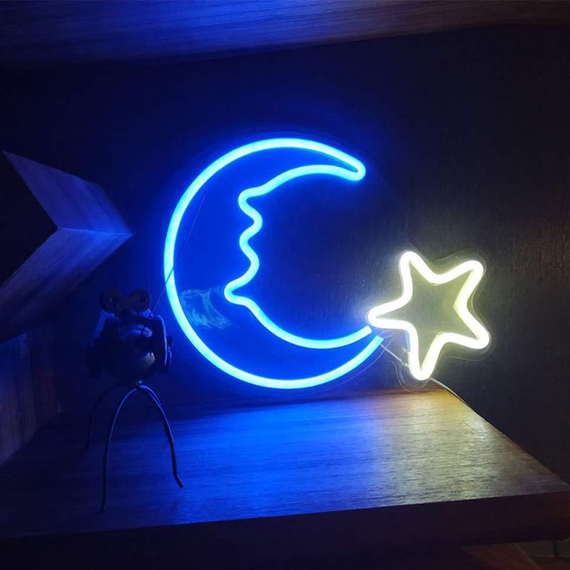 LAMPAGNO NAGNO NOTTE LAMPAGGIO LAMPAGGIO DI LUNA E STAR LAME LED CREATIVE COMMERCIALE COMMERCIALE in bianco con cavo plug-in USB