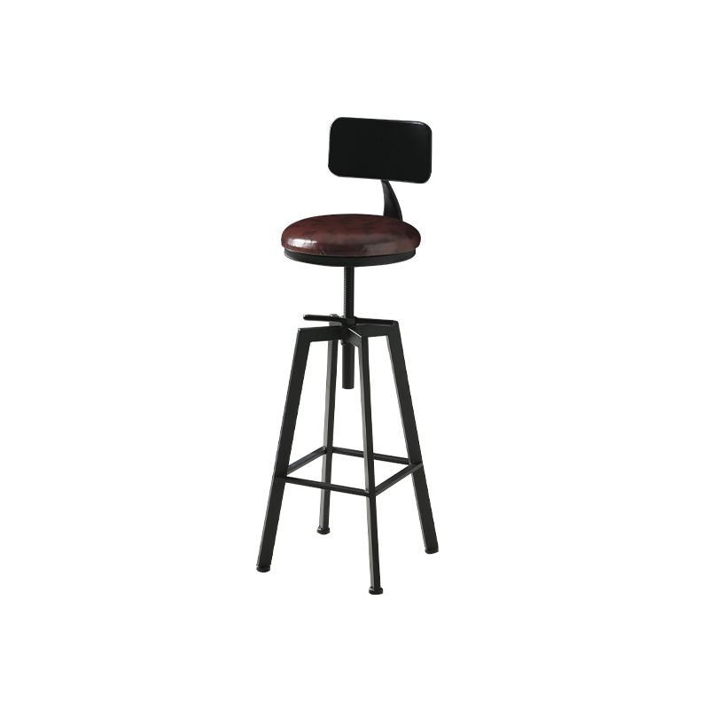 Industrial Adjustable Height Bar Stool Iron Round Armless Bar Stool