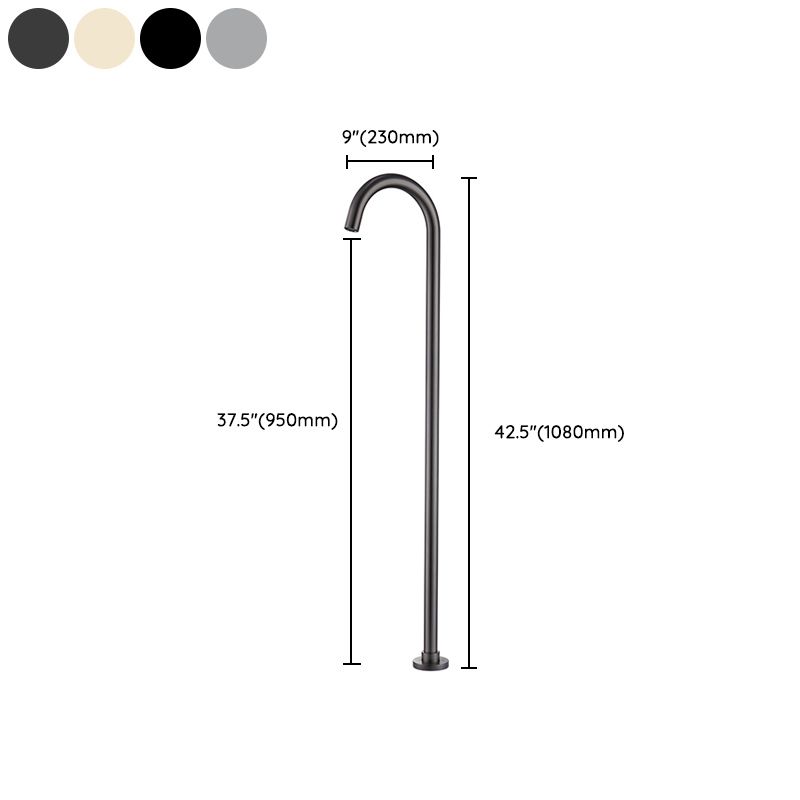 Modern High Arc Faucet Floor Mounted Freestanding Tub Filler with Risers