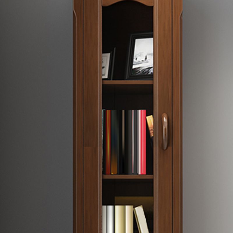 76.8" Tall Solid Wood Accent Cabinet Glass Paned 2 Doors Storage Cabinet