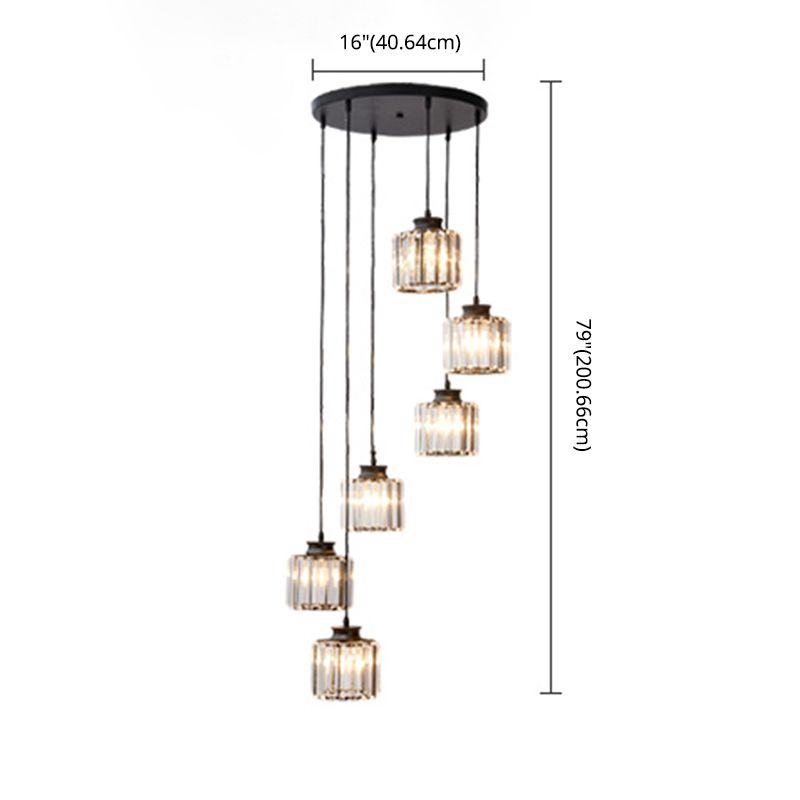 Cilindro colgante de lámparas colgantes colgante de techo de cristal simple moderno para escalera