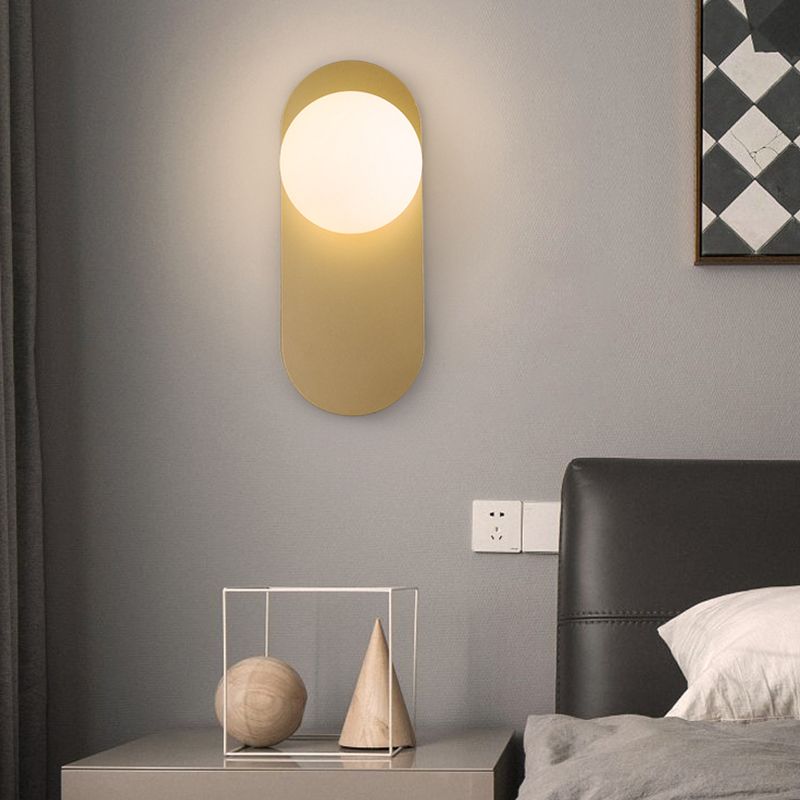 Sphere Sconce Light Modern Style Single Bulb Wall Lamp with White Glass Shade for Bedroom