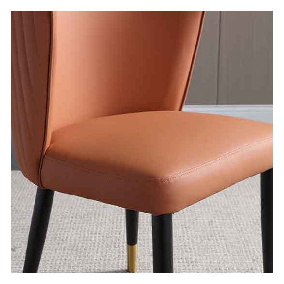 Orange and Gray Dining Chairs Glam Faux Leather Armless Side Chair