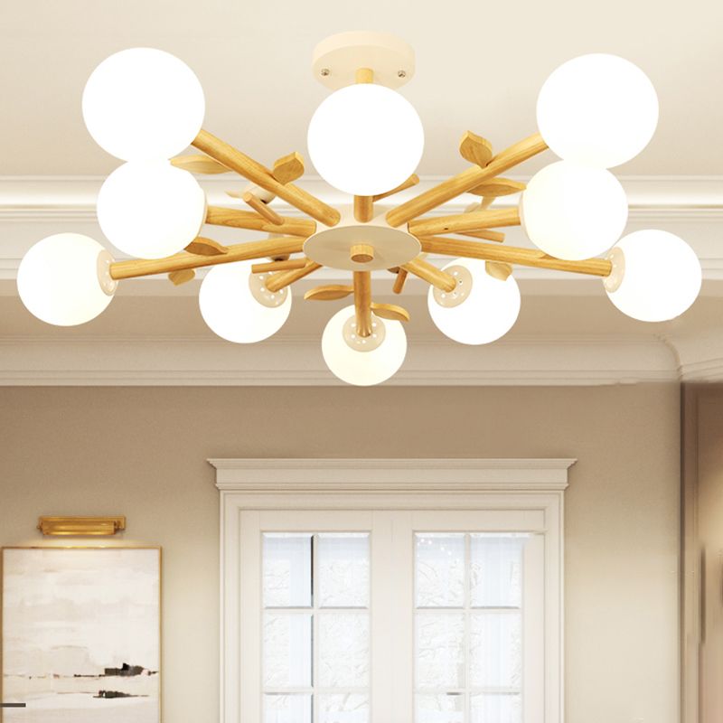 Moderner Stil hölzerne Kronleuchter Decke Hängende Leuchte mit kleinem Vogel