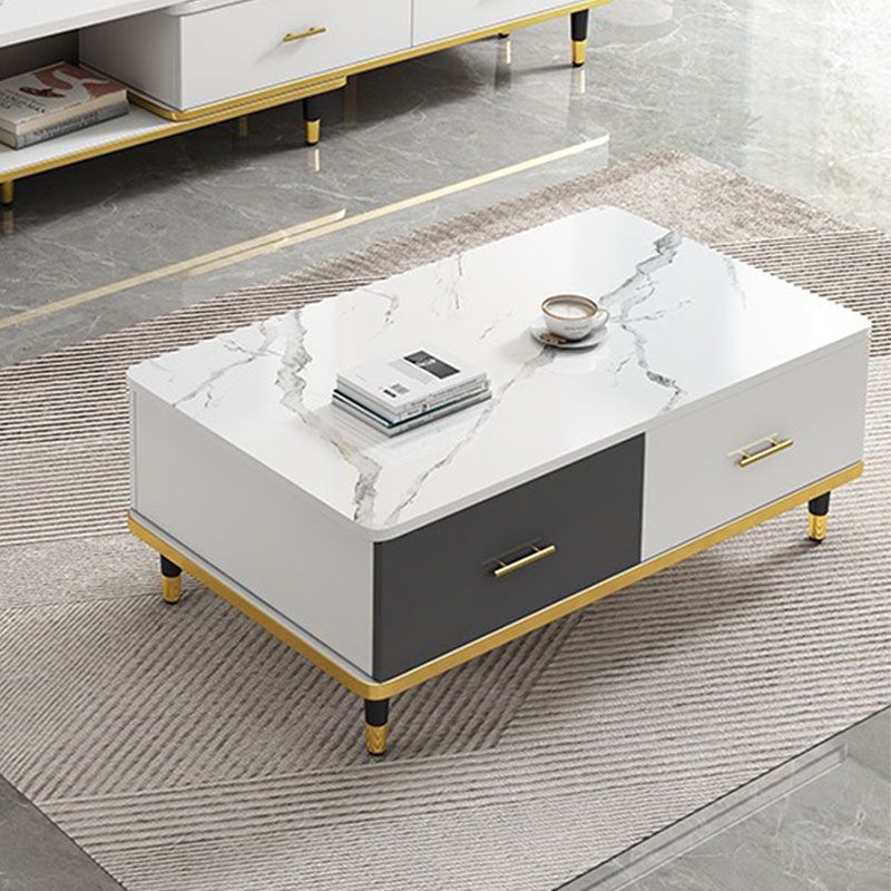Modern Style Rectangular Design Toughened Glass Top Coffee Table
