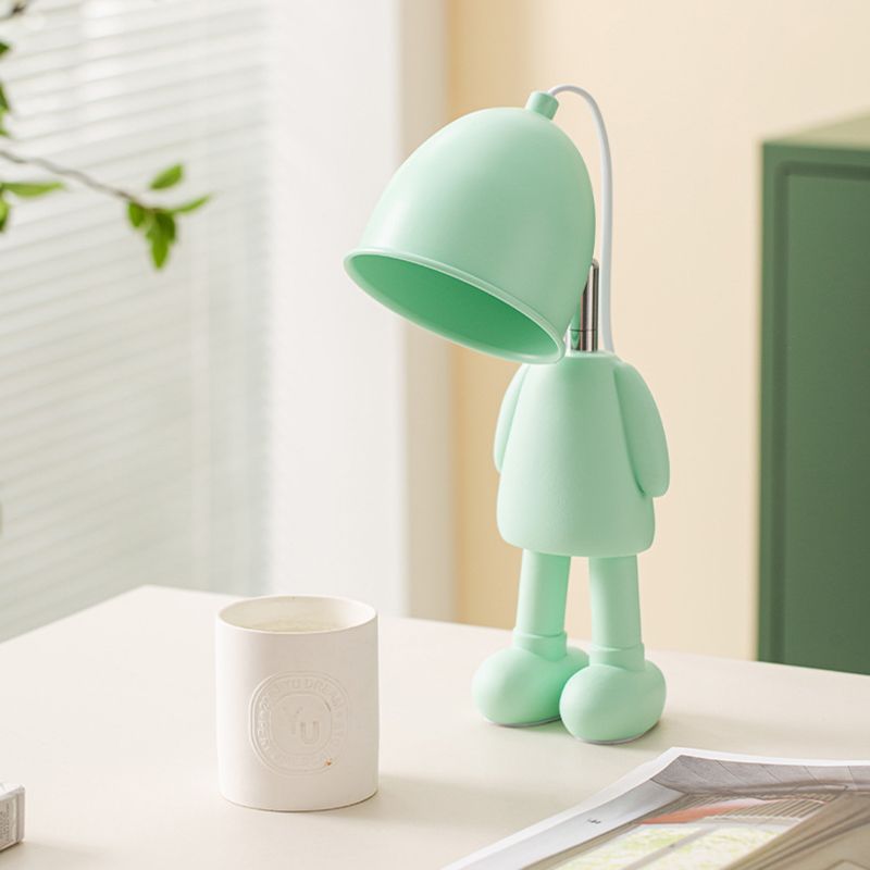 Macaron Robot Table Lampada in metallo Cera da letto a bulbo singola