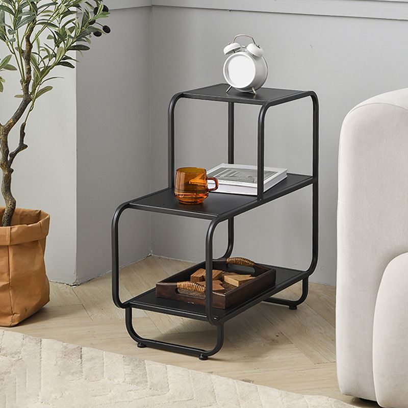 24.4" Tall Rectangle Top Side Table Iron Sled End Table with Shelves