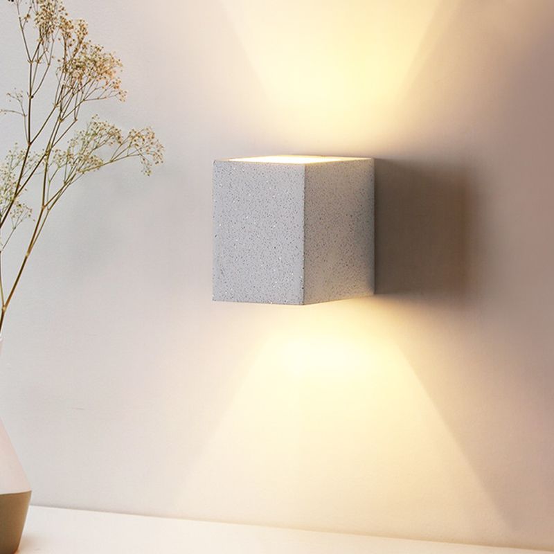 Lampada a monte a parete quadrata in pietra Lampada di applique in stile nordico per camera da letto