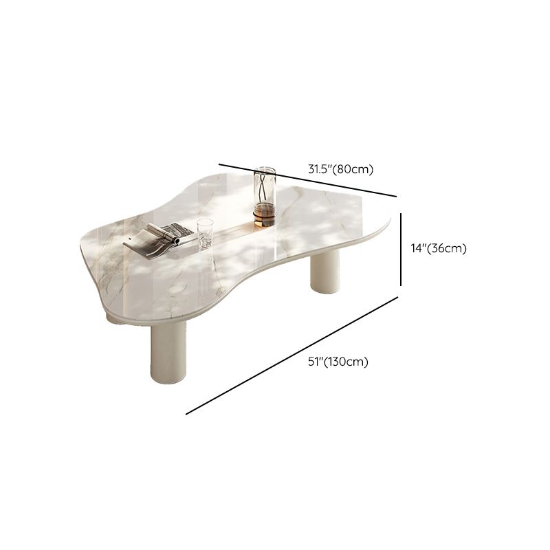 Marble White Single Coffee Table Modern Free-Form Coffee Table