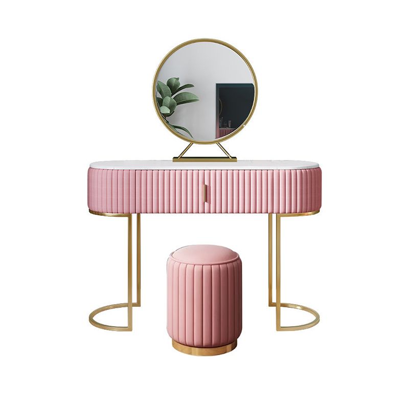 Glam Marble Top Vanity Table 30.15" H Makeup Dressing Table Set