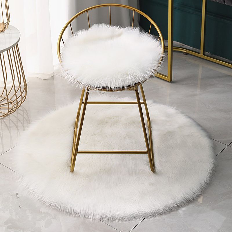Round Casual Solid Shag Carpet Polyester Indoor Rug Non-Slip Backing Area Carpet for Home Decoration