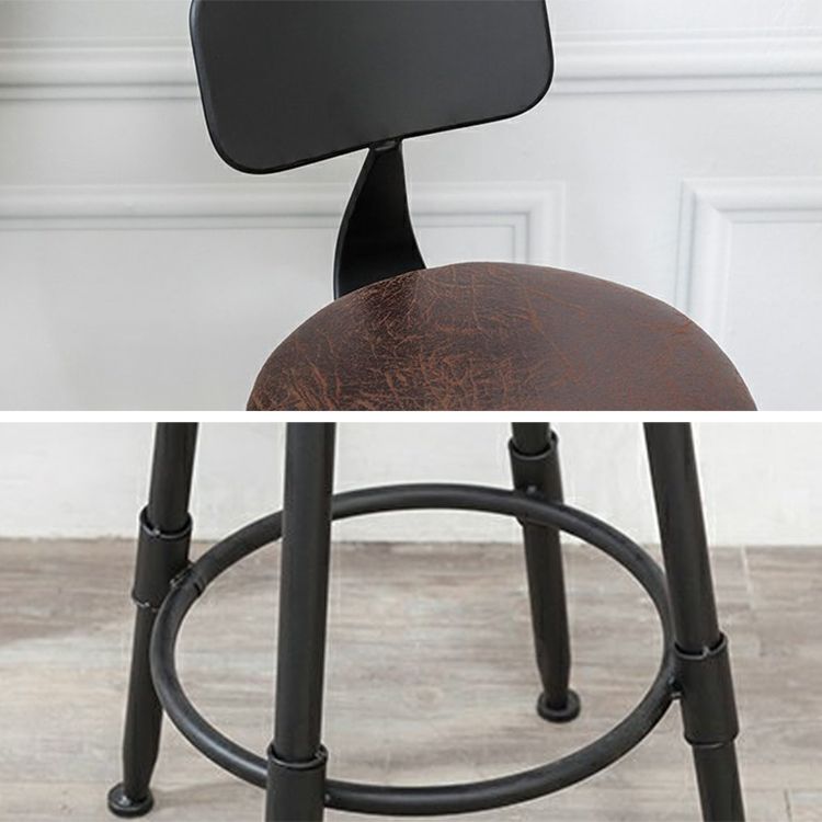 Industrial Bar and Counter Stool Adjustable Height Stool with 4 Black Legs
