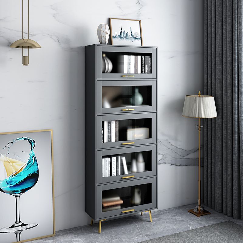 Modern Style Bookcase Closed Back Bookshelf with Door for Home Office