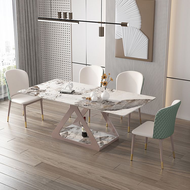 Leather Dining Side Chair Scandinavian Style Armless Solid Back Chairs