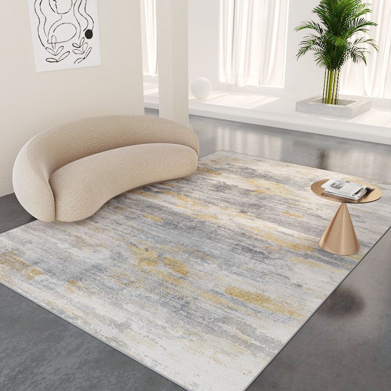 Minimalist Carpet Washable Contrast Panel Rug Polyster Non-Slip Backing Area Rug for Living Room